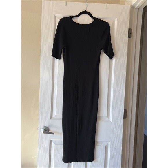 J Crew Black Crewneck Ribbed Knit Sweater Midi Dress Womens Small - Picture 4 of 8
